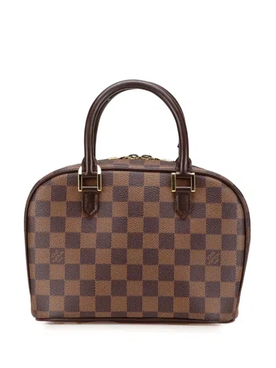 Pre-owned Louis Vuitton 2001 Damier Ebene Mini Sarria Handbag In Brown