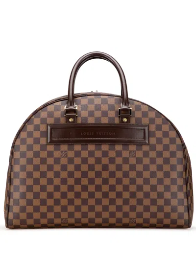 Pre-owned Louis Vuitton 2001 Damier Ebene Nolita 24 Heures Handbag In Brown