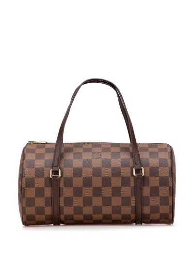Pre-owned Louis Vuitton 2001 Damier Ebene Papillon 26 Handbag In Brown