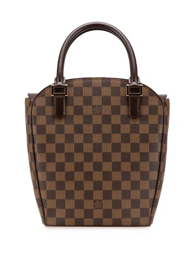 Pre-owned Louis Vuitton 2001 Damier Ebene Sarria Seau Handbag In Brown