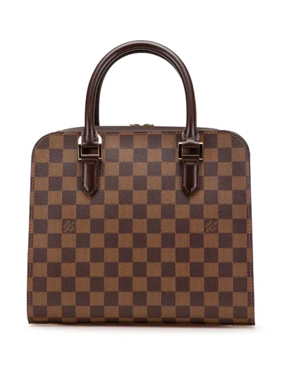 Pre-owned Louis Vuitton 2001 Damier Ebene Triana Handbag In Brown