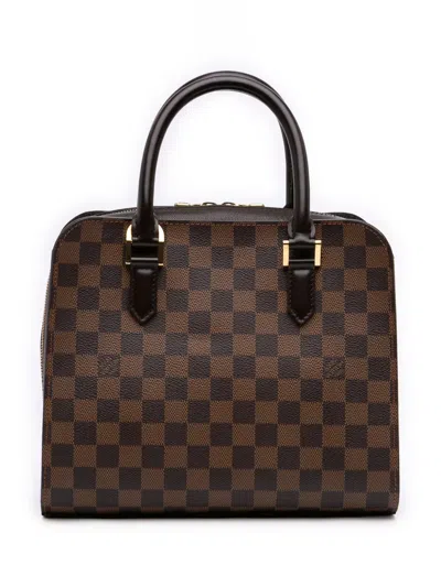 Pre-owned Louis Vuitton 2001 Damier Ebene Triana Handbag In Brown