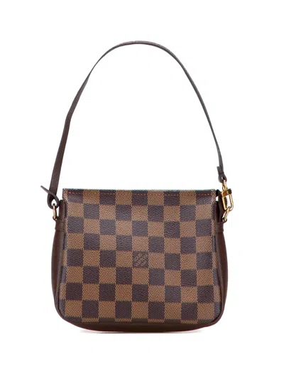 Pre-owned Louis Vuitton 2001 Damier Ebene Trousse Pochette Handbag In Brown