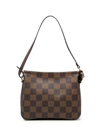 Pre-owned Louis Vuitton 2001 Damier Ebene Trousse Pochette Handbag In Brown