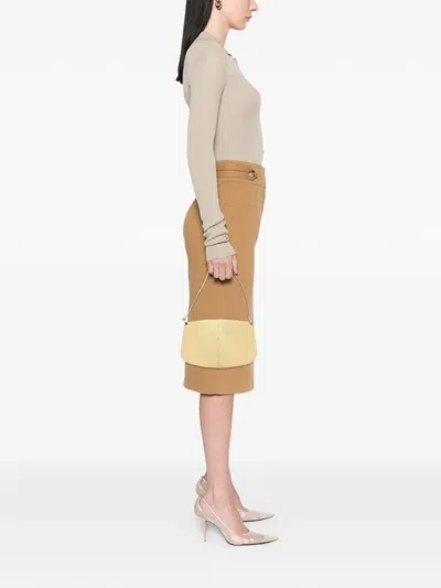 Pre-owned Louis Vuitton 2001 Epi Demi Lune Pochette Shoulder Bag In Yellow