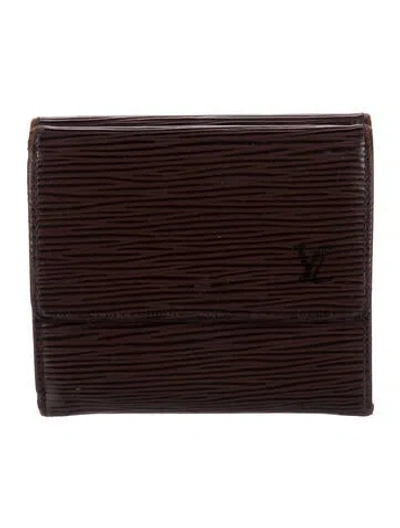 Pre-owned Louis Vuitton 2001 Epi Leather Elise Wallet In Brown