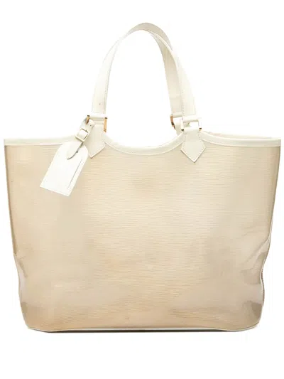 Pre-owned Louis Vuitton 2001 Epi Plage Lagoon Bay Gm Tote Bag In White