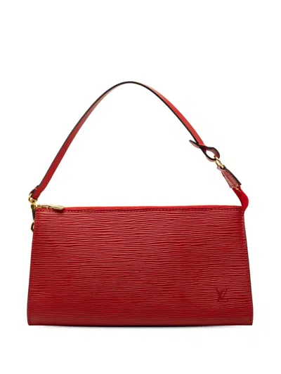 Pre-owned Louis Vuitton 2001 Epi Pochette Accessoires Shoulder Bag In Red