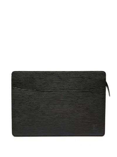 Pre-owned Louis Vuitton 2001 Epi Pochette Homme Clutch Bag In Black