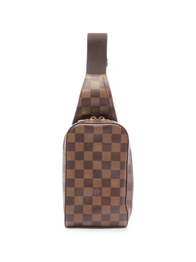 Pre-owned Louis Vuitton 2001 Geronimos Damier Ebene Canvas Backpack In Brown