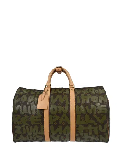 Pre-owned Louis Vuitton 2001 Graffiti Keepall Duffle Bag In Green