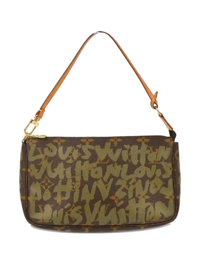 Pre-owned Louis Vuitton 2001 Graffiti Pochette Handbag In Brown