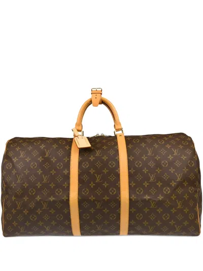 Pre-owned Louis Vuitton 2001 Keepall 60 Travel Bag In Brown
