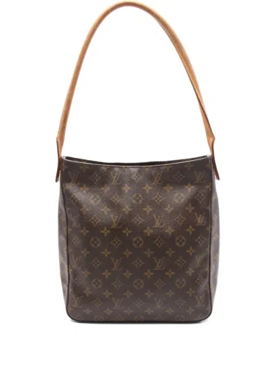 Pre-owned Louis Vuitton 2001 Looping Gm Monogram Shoulder Bag In Brown