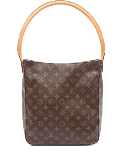 Pre-owned Louis Vuitton 2001 Looping Gm Monogram Shoulder Bag In Brown