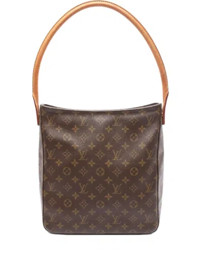 Pre-owned Louis Vuitton 2001 Looping Gm Monogram Tote Bag In Brown