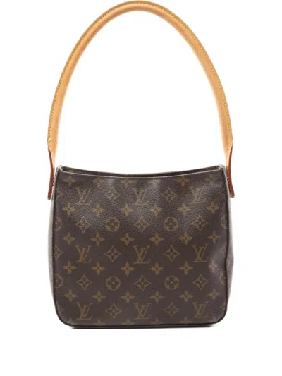Pre-owned Louis Vuitton 2001 Looping Mm Monogram Shoulder Bag In Brown
