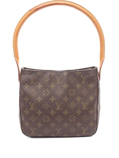 Pre-owned Louis Vuitton 2001 Looping Mm Monogram Shoulder Bag In Brown