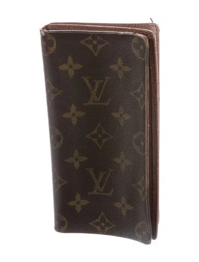 Pre-owned Louis Vuitton 2001 Lv Monogram Bifold Wallet In Brown