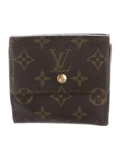 Pre-owned Louis Vuitton 2001 Lv Monogram Elise Wallet In Brown