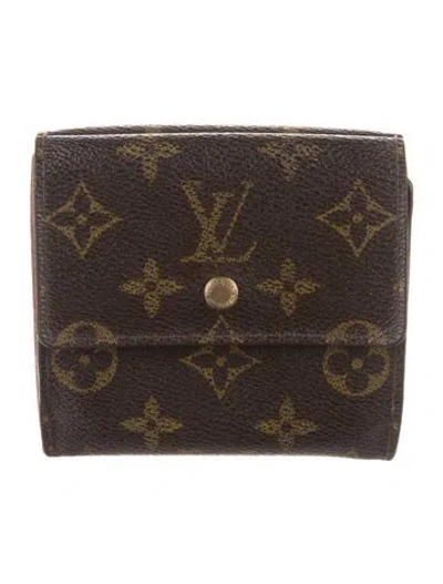 Pre-owned Louis Vuitton 2001 Lv Monogram Elise Wallet In Brown