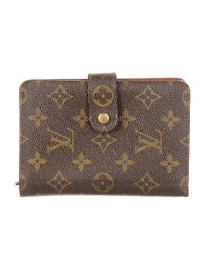 Pre-owned Louis Vuitton 2001 Lv Monogram Porte-papier Zippé Wallet In Brown