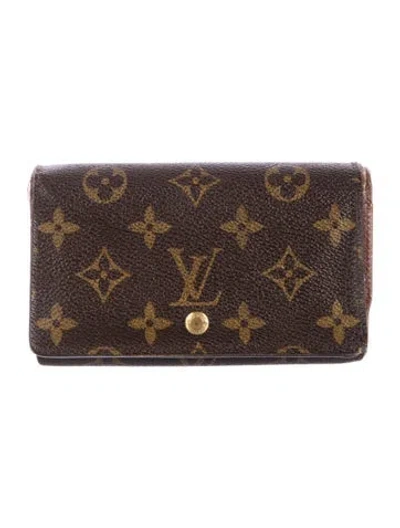 Pre-owned Louis Vuitton 2001 Lv Monogram Trésor Wallet In Brown