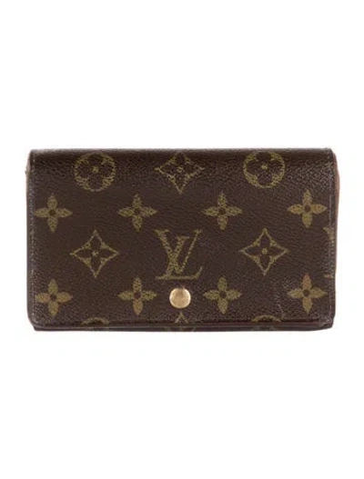 Pre-owned Louis Vuitton 2001 Lv Monogram Wallet In Brown