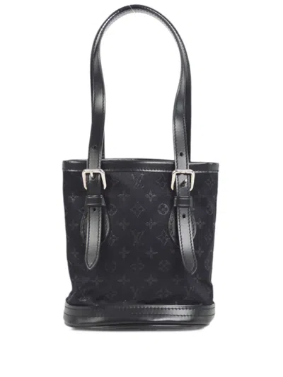 Pre-owned Louis Vuitton 2001  Mini Satin Bucket Bag In Black