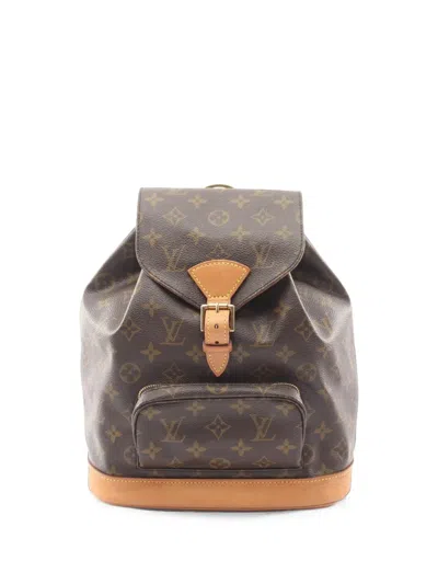 Pre-owned Louis Vuitton 2001 Mm Montsouris Monogram Canvas Backpack In 褐色