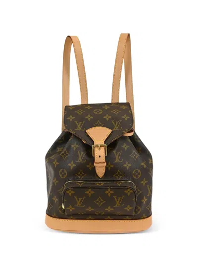 Pre-owned Louis Vuitton 2001 Mm Montsoutis Monogram-canvas Backpack In Brown