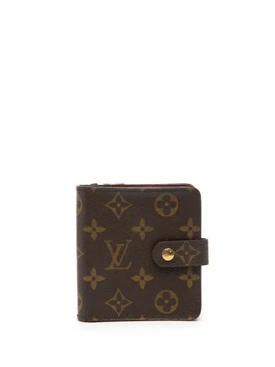 Pre-owned Louis Vuitton 2001 Monogram Bifold Compact Wallet Small Wallets In Brown