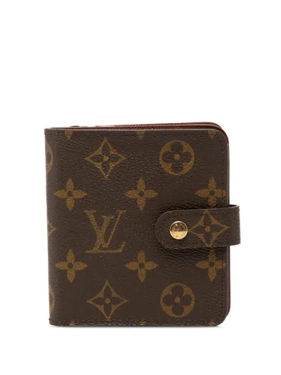 Pre-owned Louis Vuitton 2001 Monogram Bifold Compact Wallet Small Wallets In Brown
