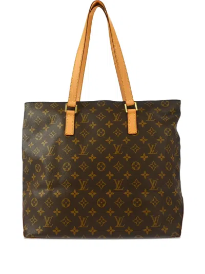 Pre-owned Louis Vuitton 2001 Monogram Cabas Mezzo Tote Bag In Brown