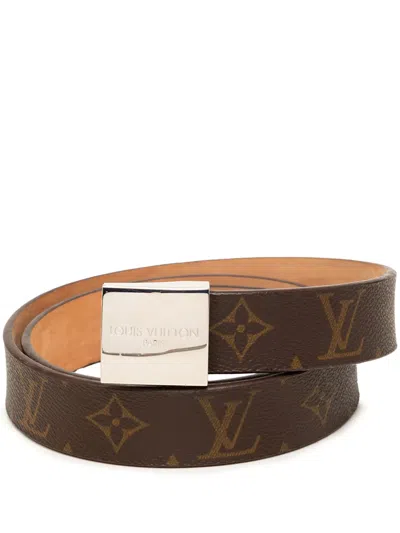 Pre-owned Louis Vuitton 2001 Monogram Carre Belt In Brown