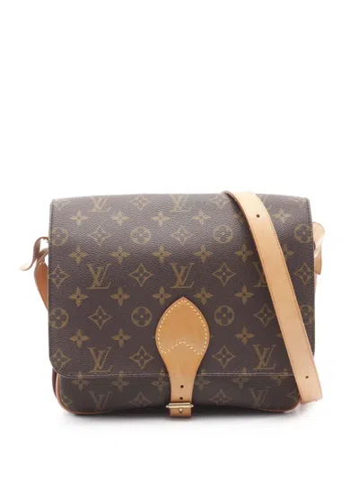 Pre-owned Louis Vuitton 2001 Monogram Cartouchiere Gm Crossbody Bag In Brown