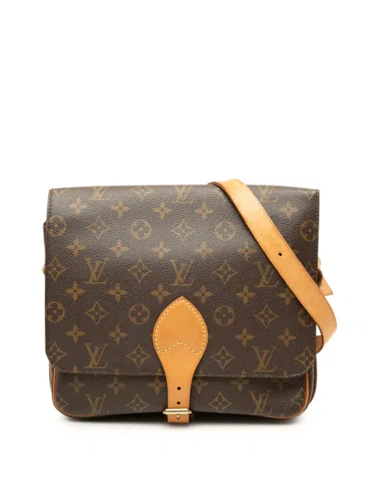 Pre-owned Louis Vuitton 2001 Monogram Cartouchiere Gm Crossbody Bag In Brown