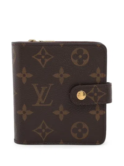 Pre-owned Louis Vuitton 2001 Monogram Compact Wallet In Brown
