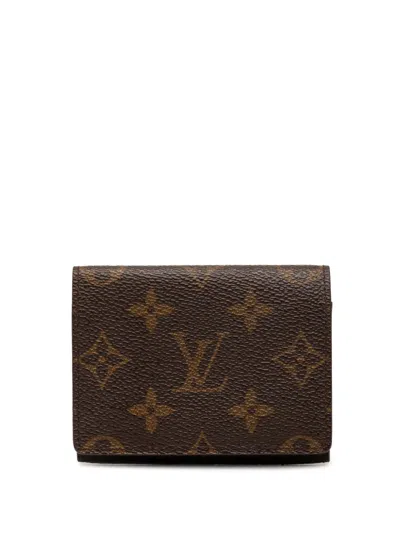 Pre-owned Louis Vuitton 2001 Monogram Envelope Business Card Holder In Brown