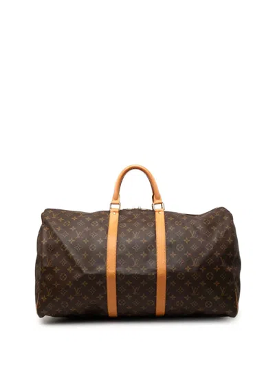 Pre-owned Louis Vuitton 2001 Monogram Keepall 55 Travel Bag In 褐色