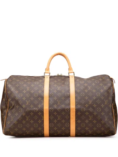 Pre-owned Louis Vuitton 2001 Monogram Keepall 55 Travel Bag In Brown