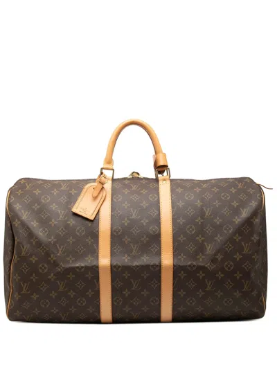 Pre-owned Louis Vuitton 2001 Monogram Keepall 55 Travel Bag In Brown