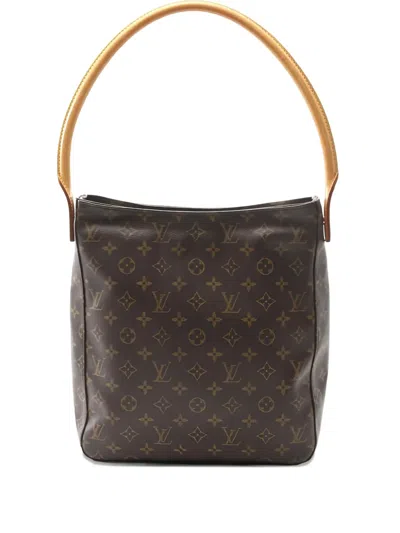 Pre-owned Louis Vuitton 2001 Monogram Looping Gm Shoulder Bag In Brown