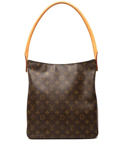Pre-owned Louis Vuitton 2001 Monogram Looping Gm Shoulder Bag In Brown