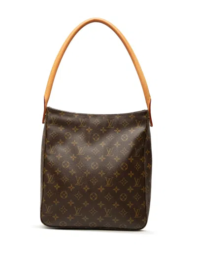 Pre-owned Louis Vuitton 2001 Monogram Looping Gm Shoulder Bag In Brown