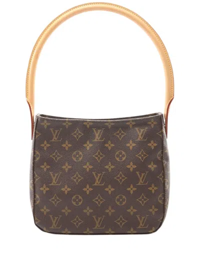 Pre-owned Louis Vuitton 2001 Monogram Looping Mm Shoulder Bag In Brown