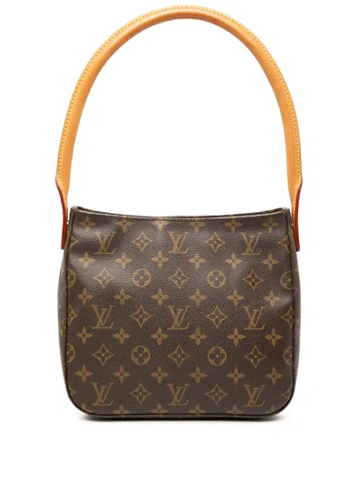 Pre-owned Louis Vuitton 2001 Monogram Looping Mm Shoulder Bag In Brown