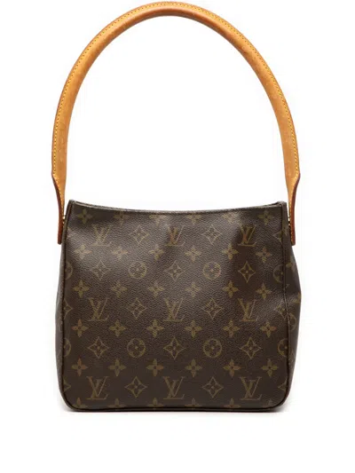 Pre-owned Louis Vuitton 2001 Monogram Looping Mm Shoulder Bag In Brown