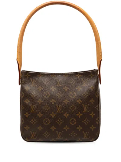 Pre-owned Louis Vuitton 2001 Monogram Looping Mm Shoulder Bag In Brown