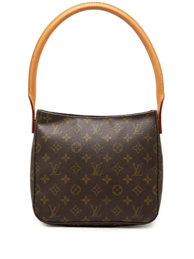 Pre-owned Louis Vuitton 2001 Monogram Looping Mm Shoulder Bag In Brown